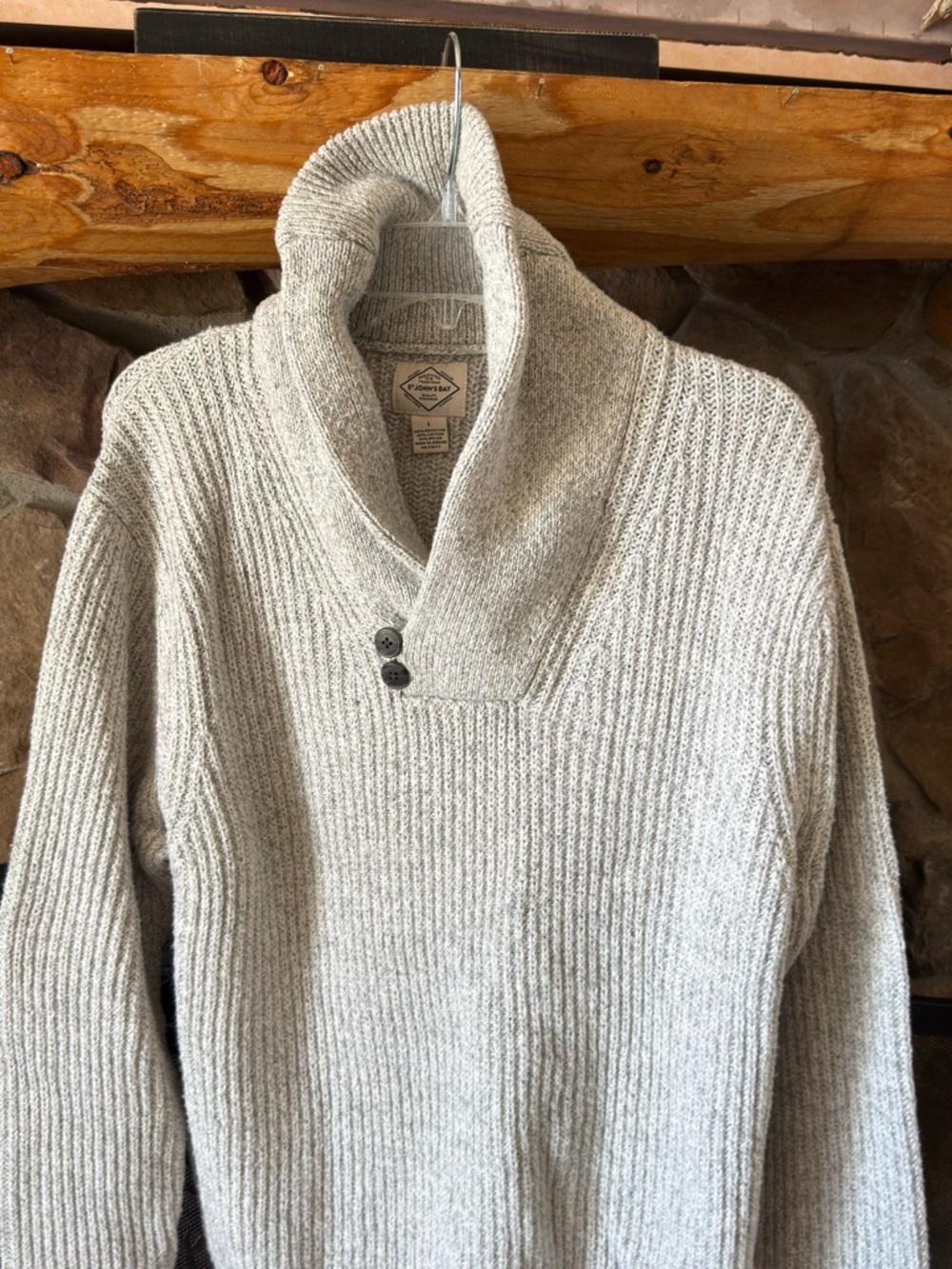 St. John's Bay Shawl Collar Button Turtleneck Sweater - Cream